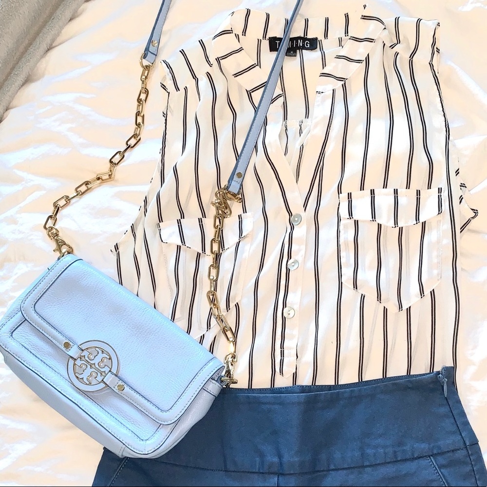 Quarter button up, striped tank top
